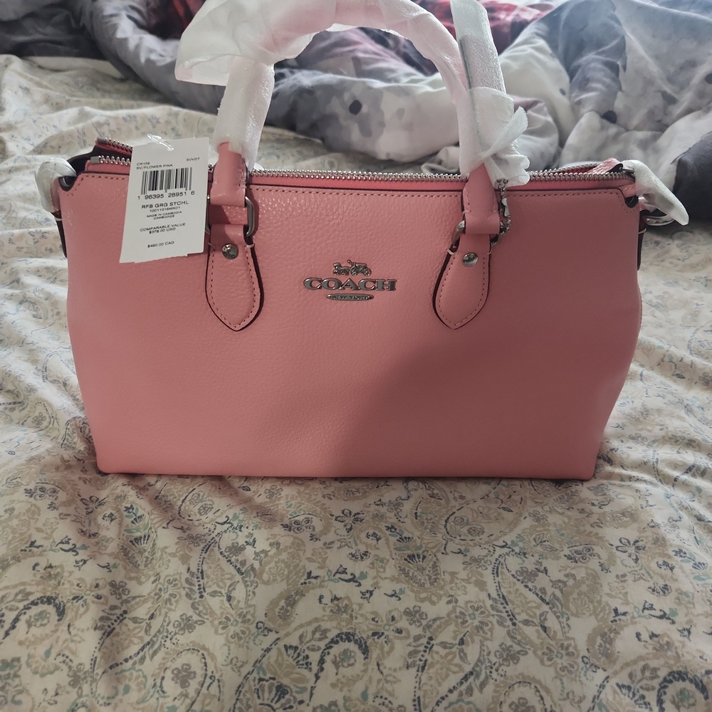 Coach Pink Satchel Structured Leather Bag